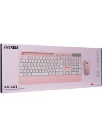 EVERET KM-9676 Beyaz/Pempe Multimedya Tablet-Telefon Standlı Klavye + Mouse Set